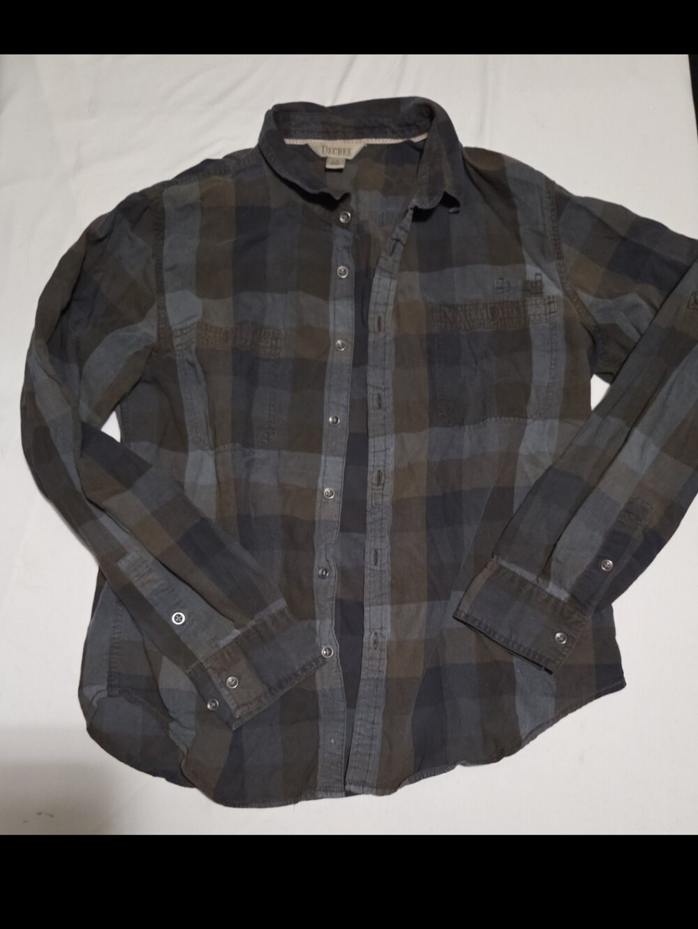 Decree mens large grey plaid button shirt #27